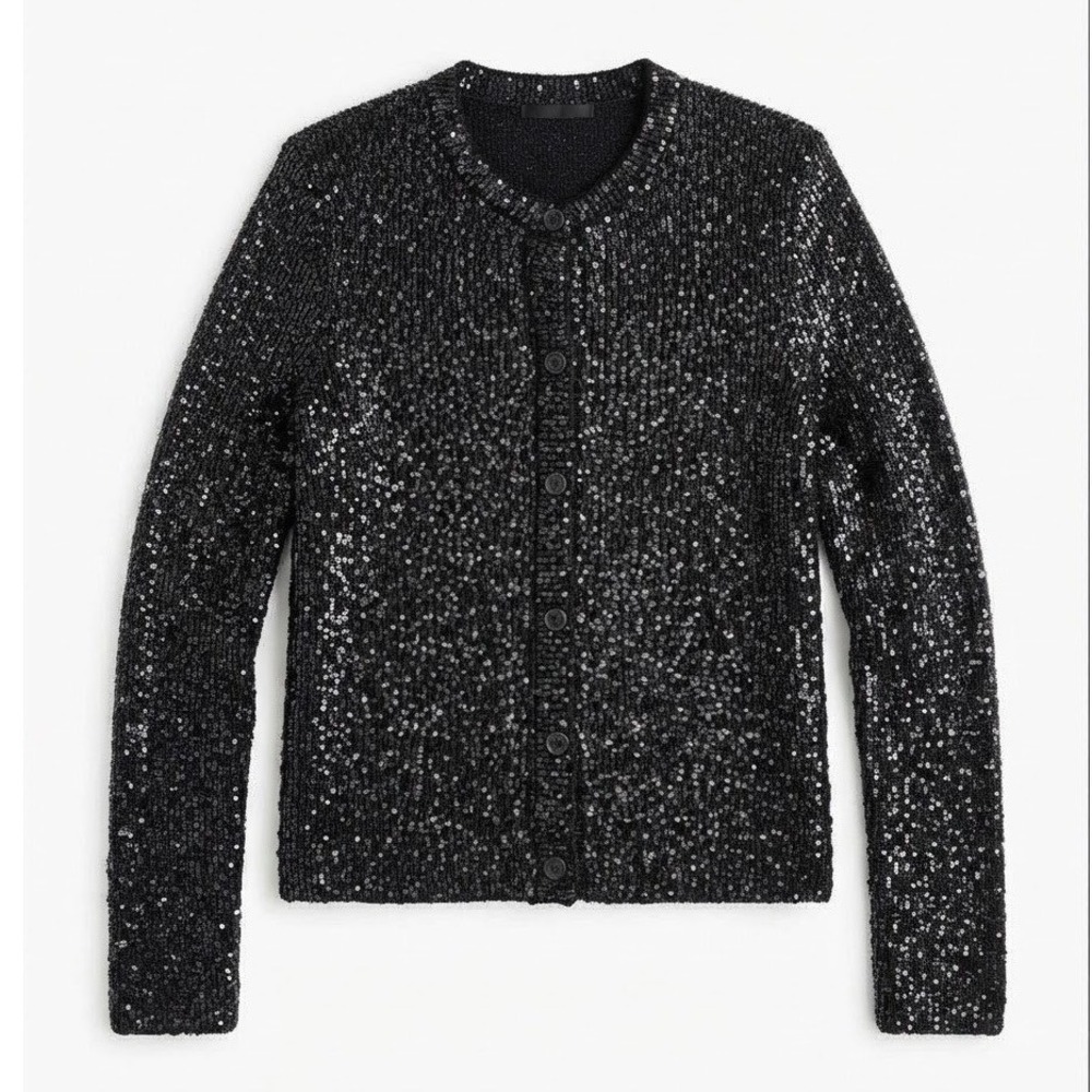 Future Collective Black Sequin Button Up Cardigan Sweater Sparkle Party Glam XL